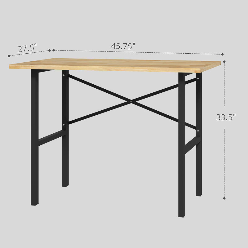Table de garage avec support en X et plateau de table naturel