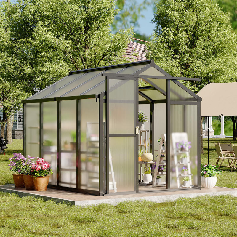 Greenhouse For Outdoors, Aluminum Greenhouse With Quick Setup Structure And Roof Vent, 94.8" H x 70.8" W x 75.6" D, Black