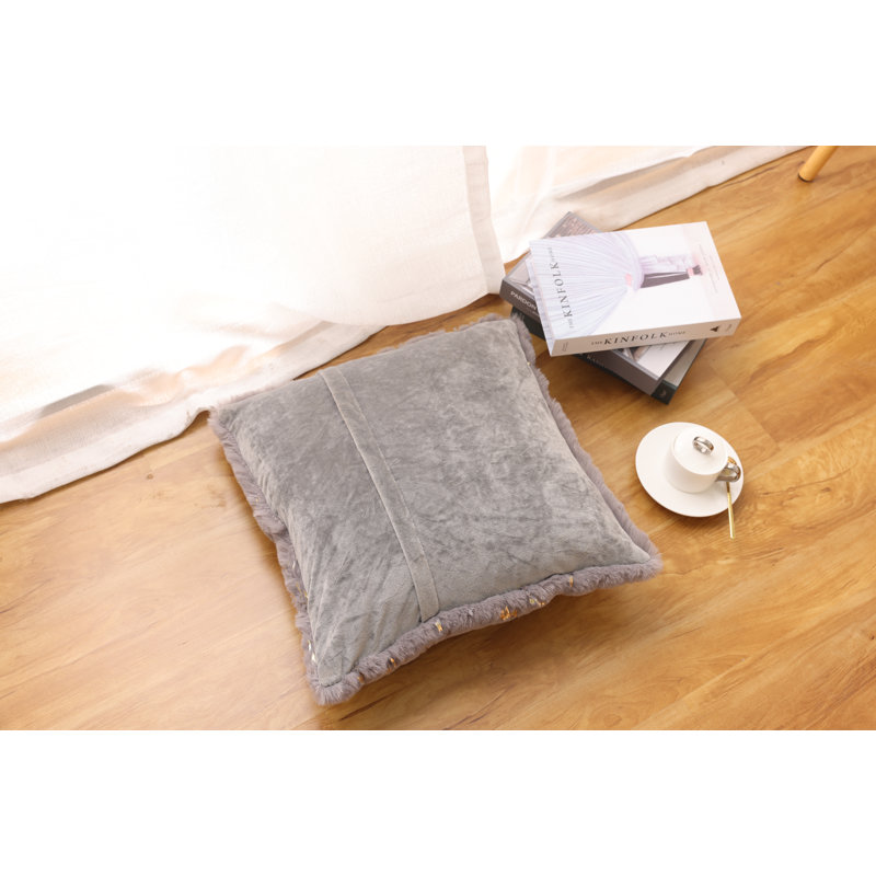 Abstract Faux Fur Throw Pillow, Grey-Gold