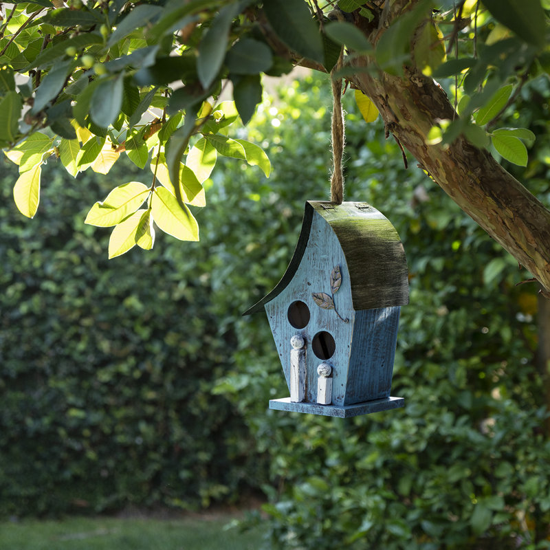 Jeremy 12'' H x 8'' W x 6'' D Hanging Weather Resistant Birdhouse, Blue