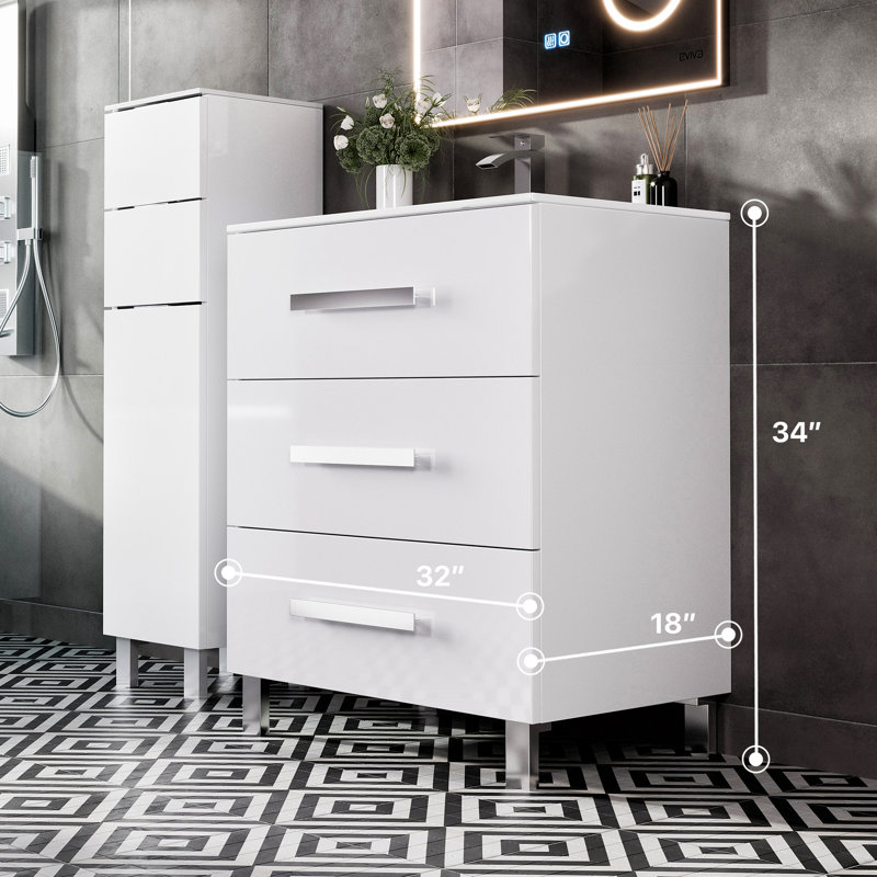 Meuble-lavabo simple 32 po Shenika, Blanc