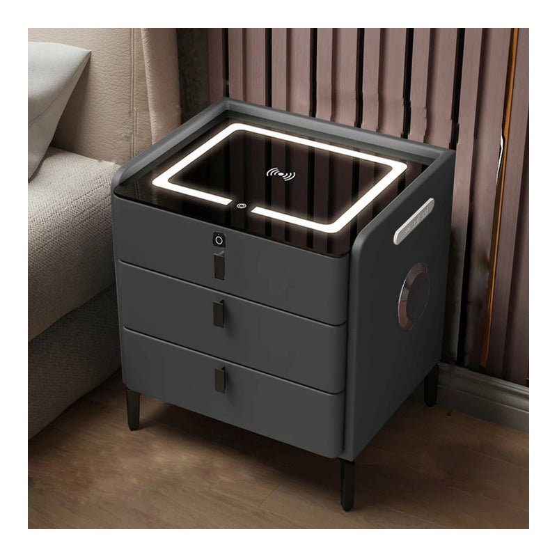 Chinmay Smart Console Nightstand Frames Cabinets Luxury, Grey