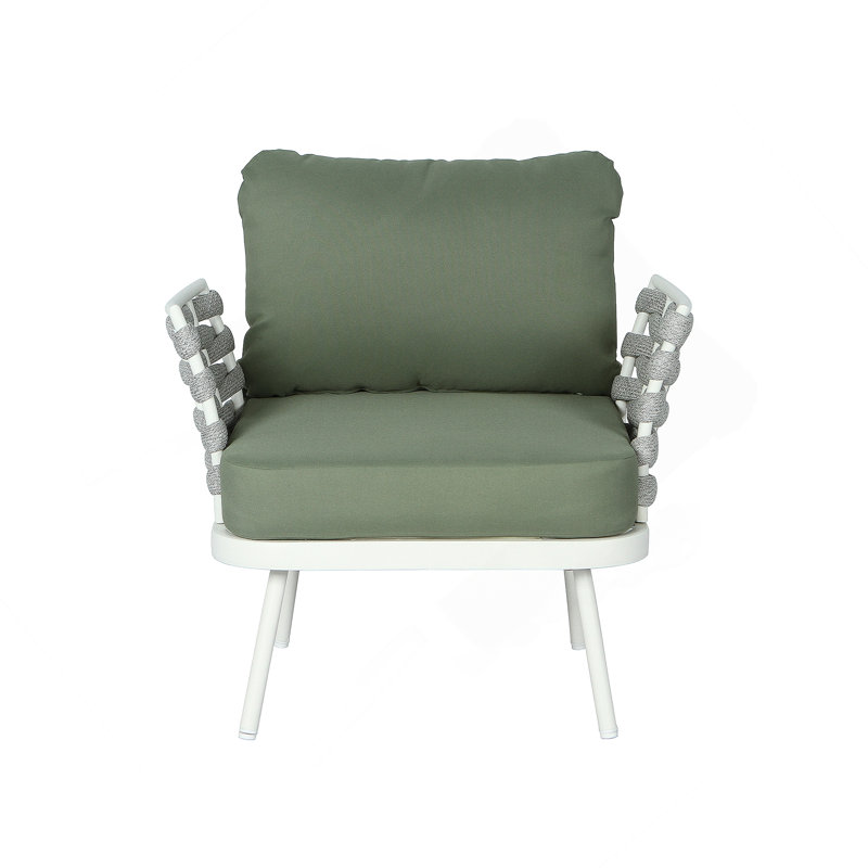 Ensemble de 2 fauteuils club en acier, blanc cassé et vert, Vert, Blanc cassé
