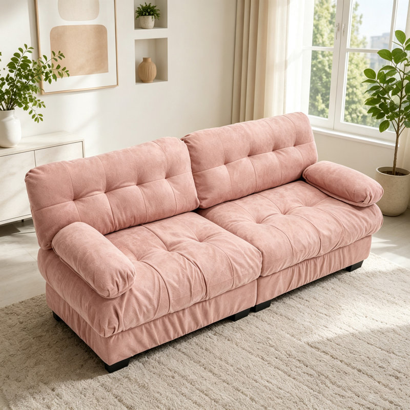 Canapé modulaire modulaire avec sièges profonds et coussins d'accoudoirs Cloud, 2 places, Rose