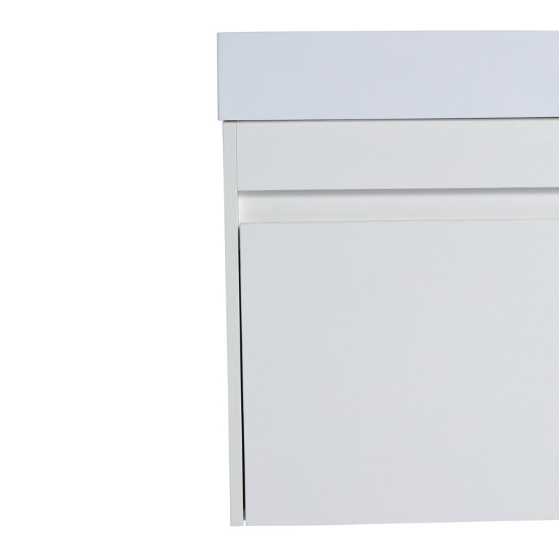 18'' Bathroom Wall Mounted Vanity With White Resin Sink & Sufficient Storage Avenues, Soft-Close Door - Plentiful Ways,