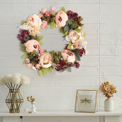 Pink peony wreath