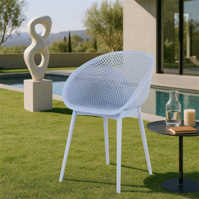 Holiday - Ensemble de 2 chaises longues modernes - Plastique PP intérieur / extérieur toutes saisons, léger pour patio, plage, salon (bleu clair clair)
