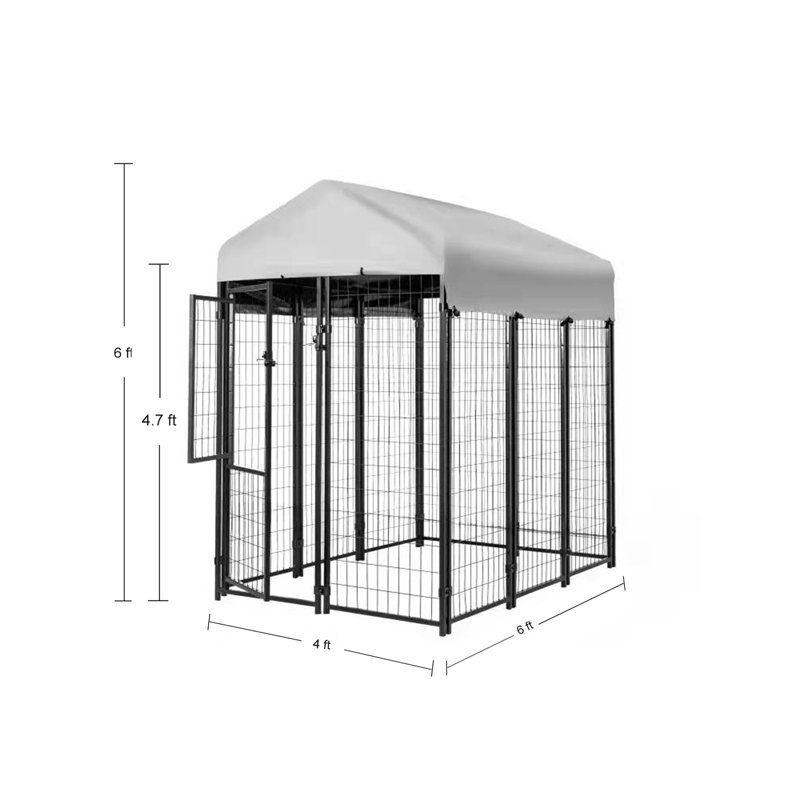 KennelMaster Black Metal 10-Panel Dog Kennel with Waterproof Cover