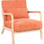 Fauteuil orange de style moderne du milieu du siècle, structure en bois d'hévéa, coussin lombaire amovible, idéal pour le salon, la chambre ou le bureau - Confortable et facile à monter