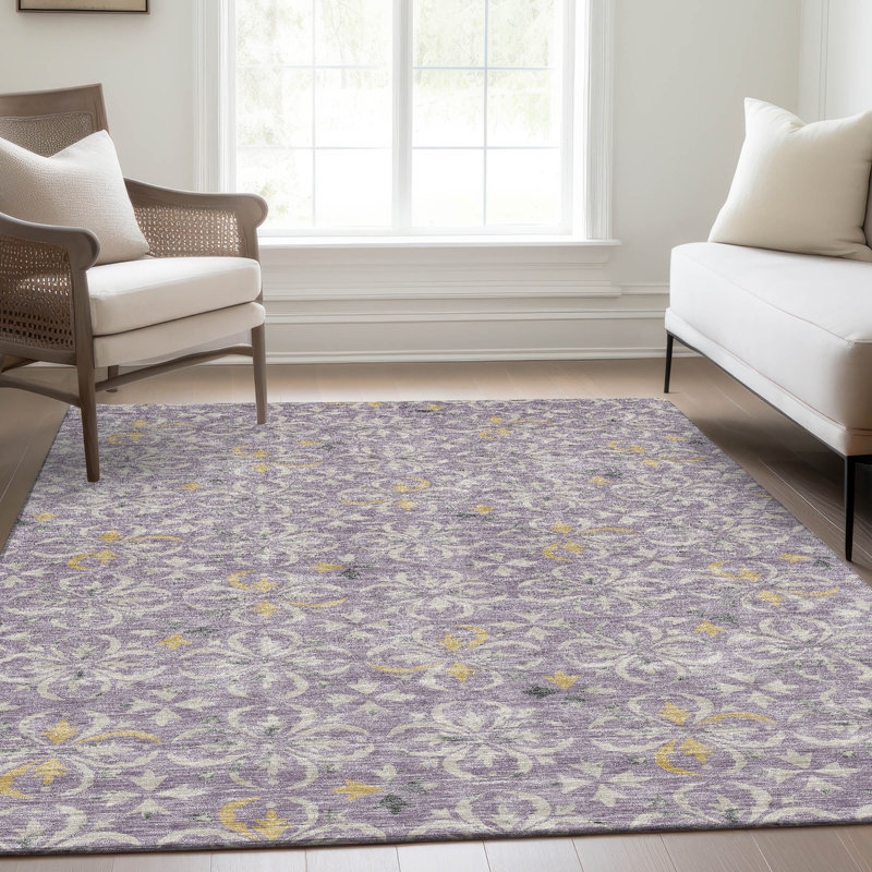Tapis lavande Prisco lavable à la machine de qualité supérieure, Rectangle 5 pi x 7 pi 6 po