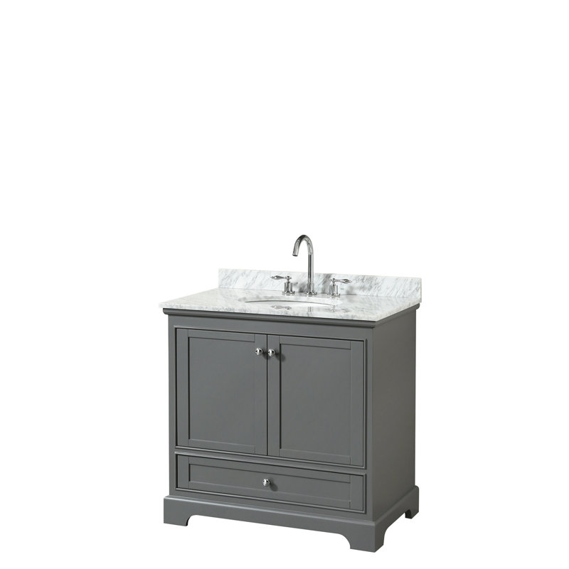 Ensemble de meuble-lavabo simple 36 po Deborah, Gris foncé, Chrome poli
