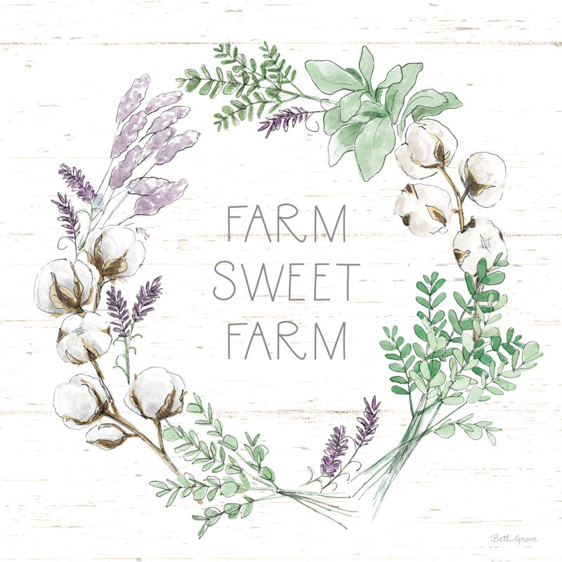 Farmhouse Cotton VIII Sage by Beth Grove - Wrapped Canvas Painting, 91cm H x 91cm W