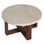 Table basse ronde avec dessus en marbre 31,5 po et base brune