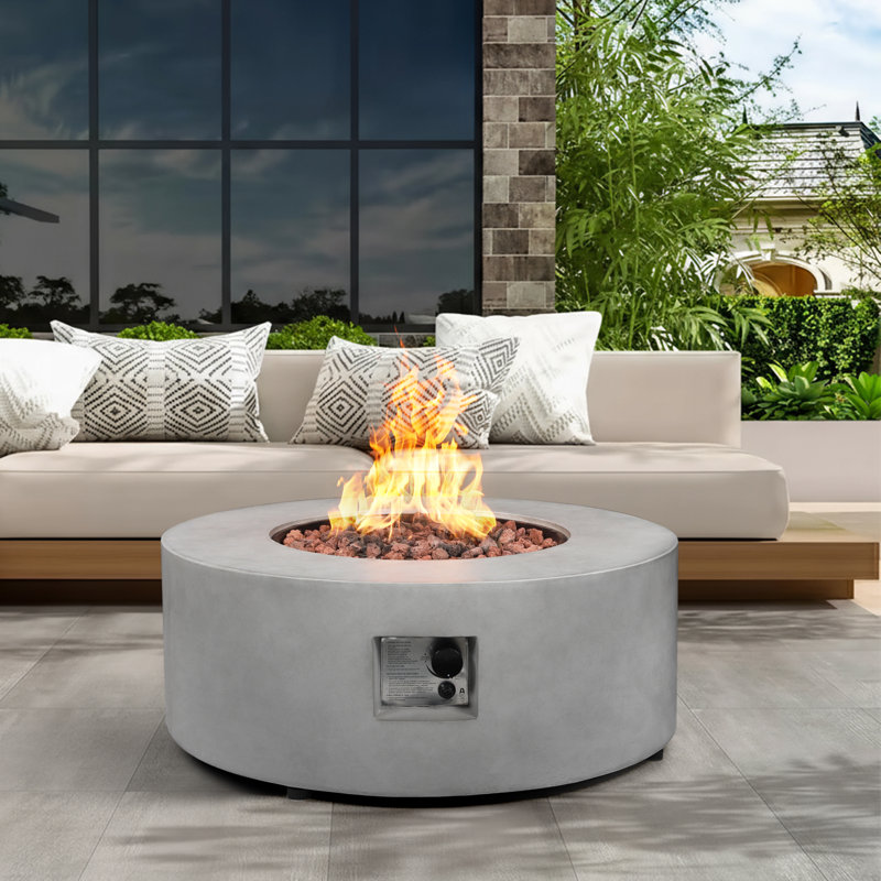 36" Round Propane Fire Pit Table with Lava Rocks & Rain Cover – 50,000 BTU Outdoor Gas Fireplace for Patio, Backyard & Deck