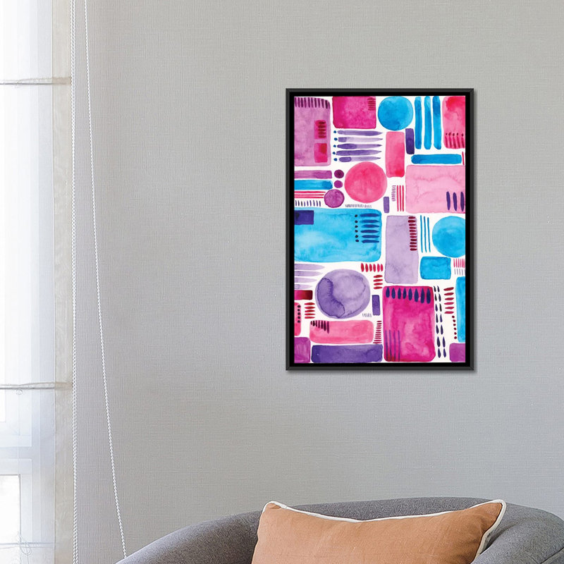« mod shapes ii », impression sur toile, H 26 po x l 18 po x P 1,5 po, Toile avec cadre noir, Pas de tapis