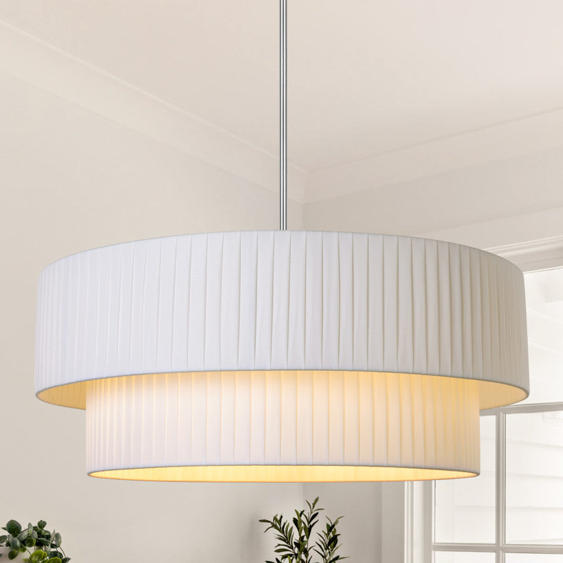 Reihan 3 - Light Dimmable Drum Chandelier, Chrome, 9.2" H x 23.6" W x 23.6" D