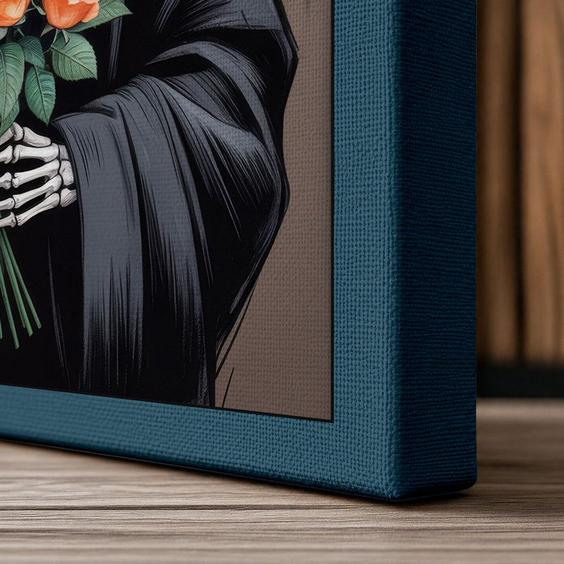 Death's Roses Dark - Wrapped Canvas, 24x16 - 61.0 x 40.6 cm, Teal Border