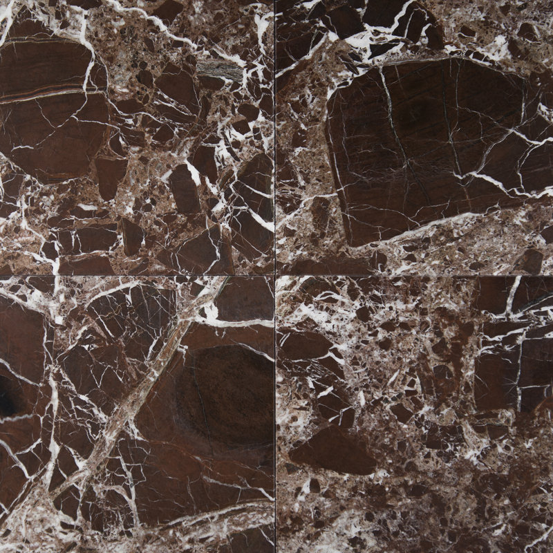 12 in. x 12 in. Polished Marble Floor & Wall Tile, Verona Rouge