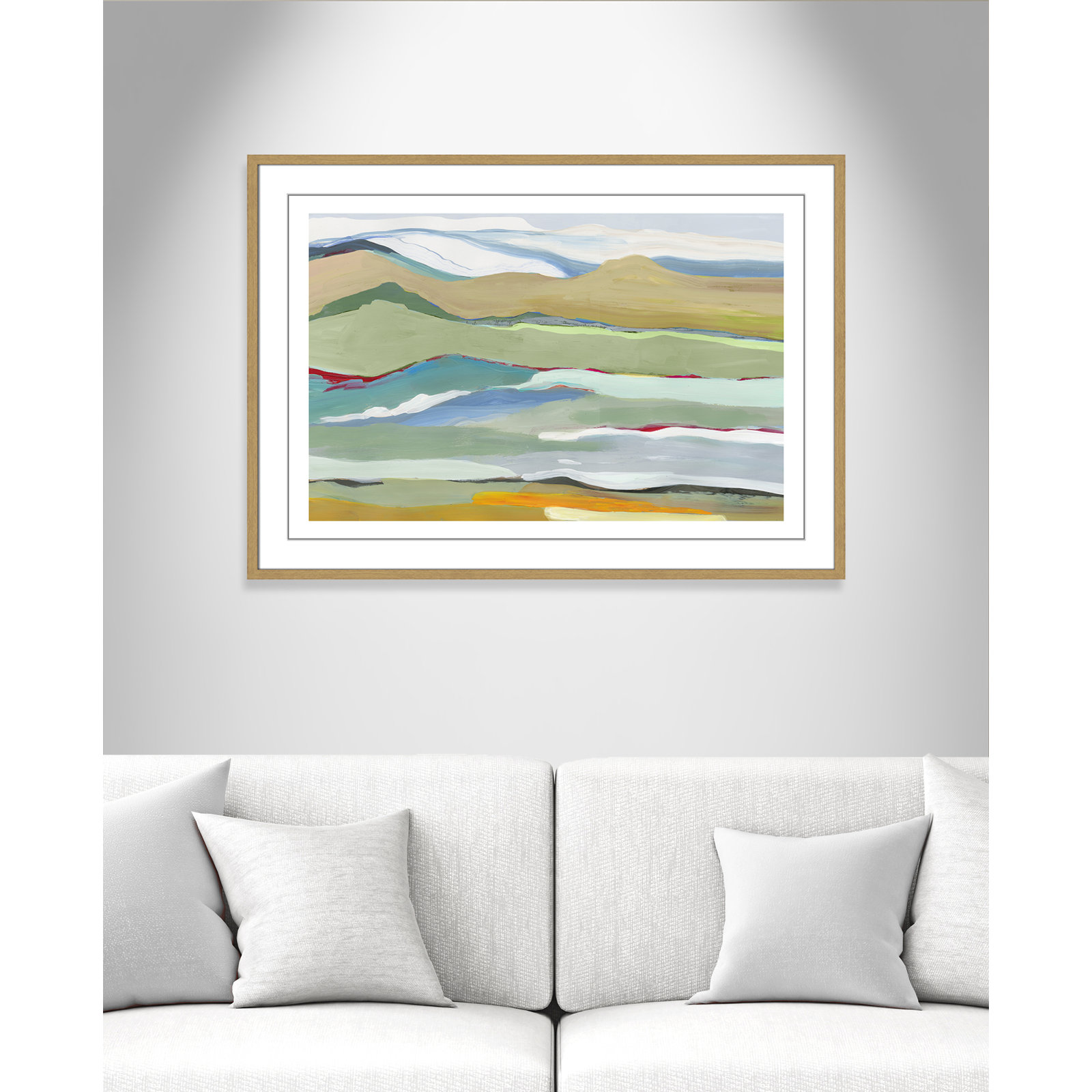 Dee "Goodbye Summer on the Hills" Painting, Natural Wood Framed, 29.5" H x 41.5" W x 0.75" D