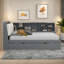 Lit de jour avec lit gigogne, tablettes de rangement, tête de lit tapissier et panneau de rangement rotatif-1221130032-1221130039