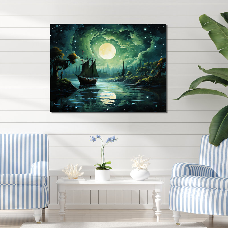 Reproduction d'art sur toile Moonlight, Toile tendue, H 16 po x l 32 po x P 1 po