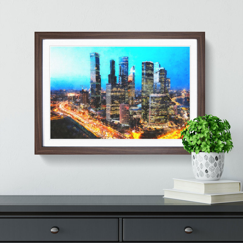 Moscow Russia Skyline - Framed Print, 62cm H x 87cm W x 2cm D, Walnut Framed