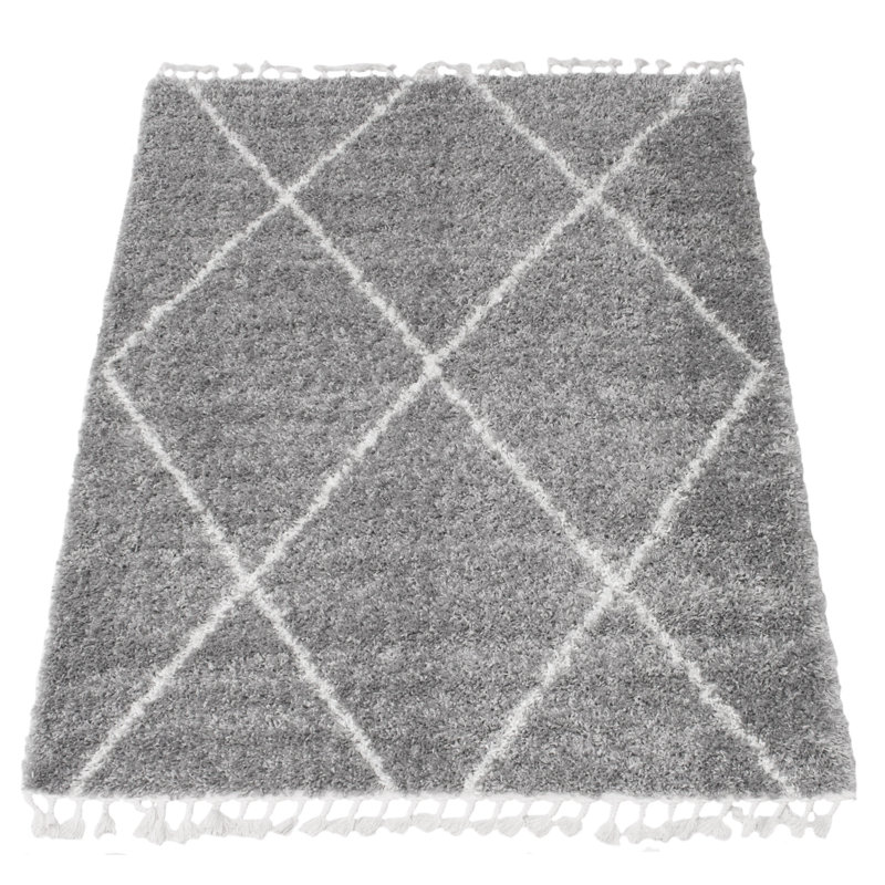 Tapis gris / blanc Restivo, Rectangle 5 pi 3 po x 7 pi 3 po
