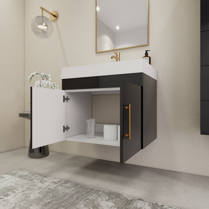 Ensemble de meuble-lavabo simple 29,5 po, Noir lustré