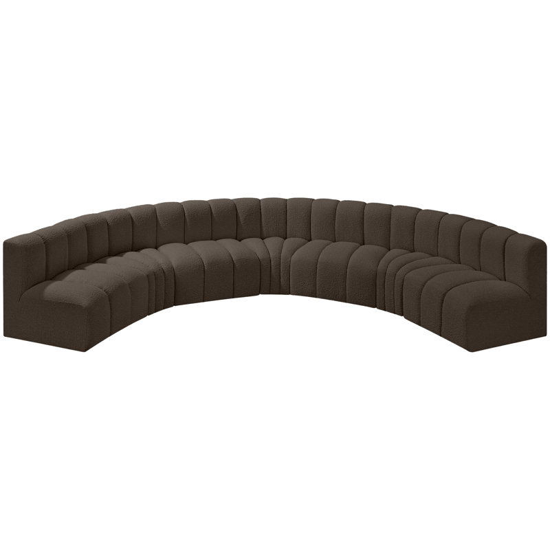 Canapé et chaise rembourrés Hisa, Tissu brun bouclé
