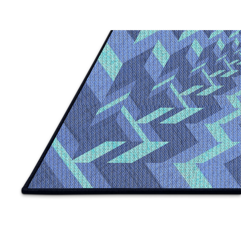 Tapis bleu ciel à motifs, Rectangle 2 pi x 4 pi