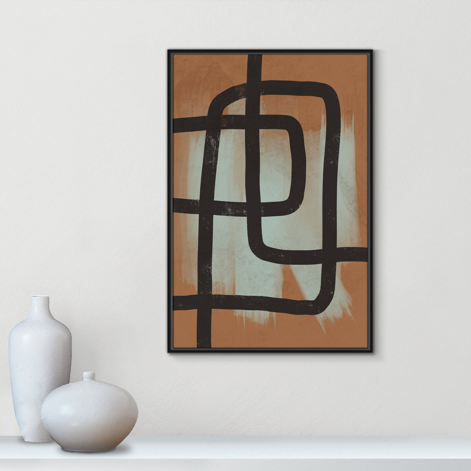Many Paths Taken 2 Painting, Black, 37.5" H x 25.5" W x 2" D