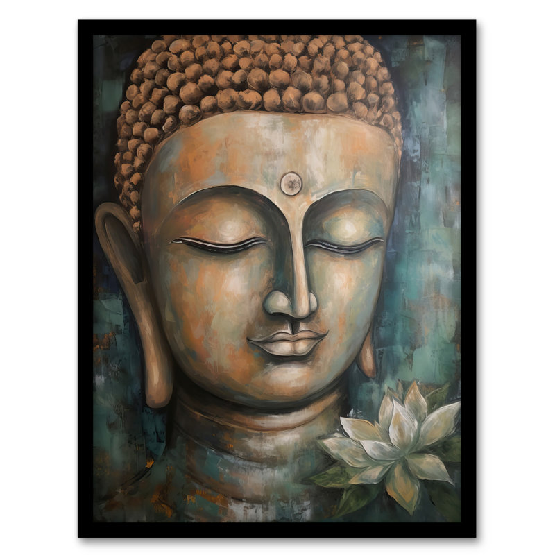 Norb Spiritual Meditation Buddha Face Lotus Flower - Single Picture Frame Print
