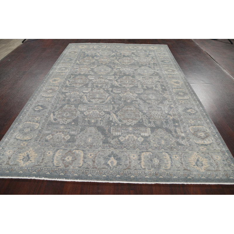 Tapis bleu clair / ivoire en laine Ziegler