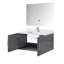 36 po L x P 22 po. Meuble-lavabo gris foncé, comptoir en quartz blanc, robinet, miroir à DEL - résistance aux taches et fabrication durable