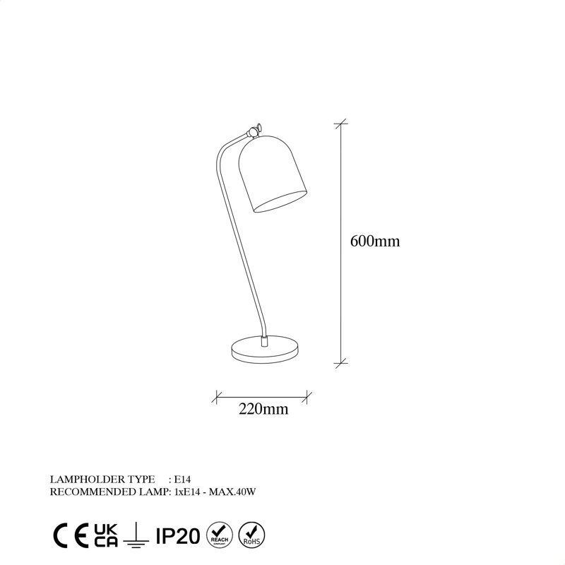 Lampe de bureau Dunadry, Noir / or