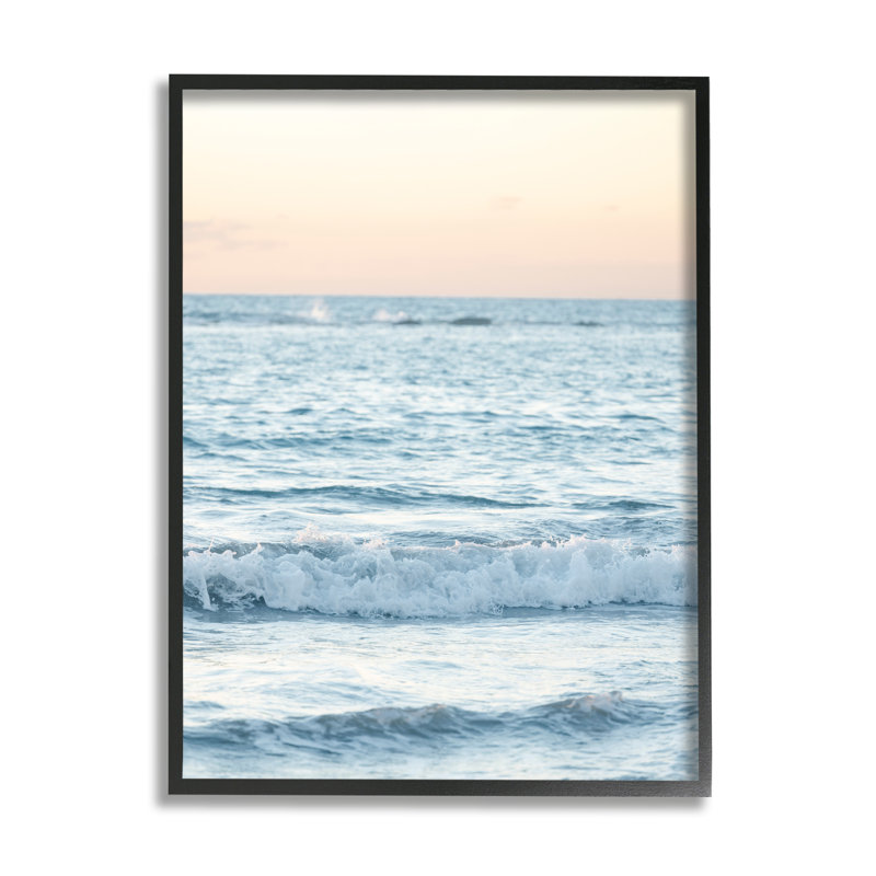 Vagues bleues au coucher du soleil par Sissi et Seb, Giclée encadrée noir minuit, H 14 po x l 11 po x P 1,5 po