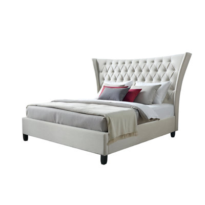  Structure de lit tapissier Madison Beige King Diamond - très grand, beige