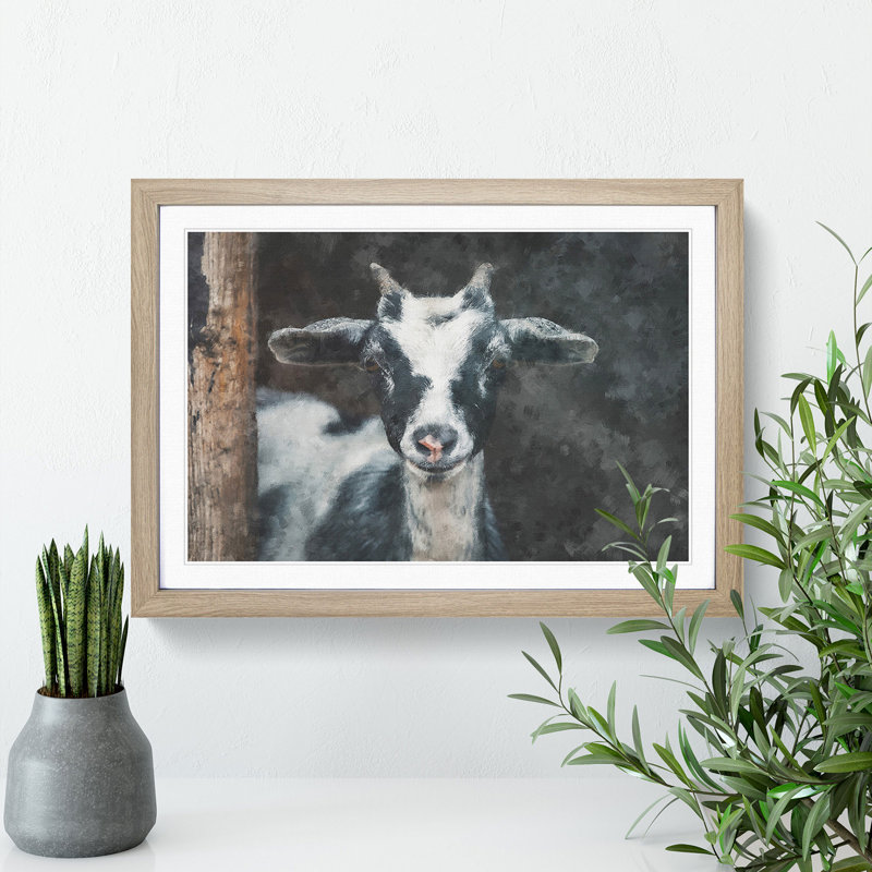 Goat Vol.2 - Picture Frame Painting, Oak Framed, 27cm H x 36cm W x 2cm D