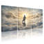 Ensemble de 3 tableaux religieux sur toile tendue représentant Jésus marchant sur les nuages-727254584