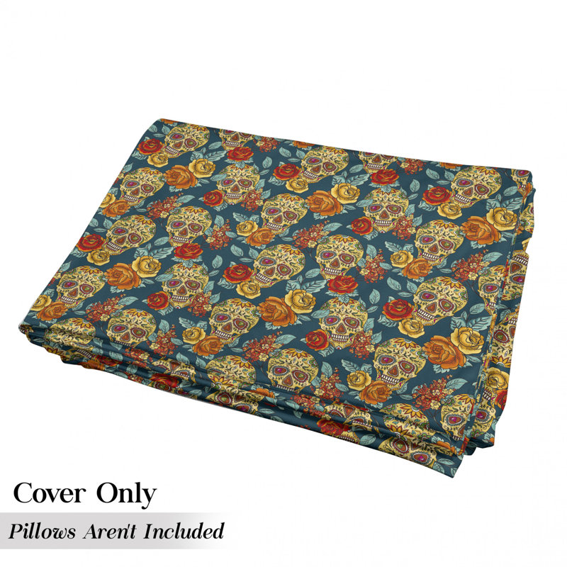 Housse de coussin d'extérieur Skulls Diamond Shapes in Eyes Roses Bouquets, H 2 po x l 27 po x P 88 po