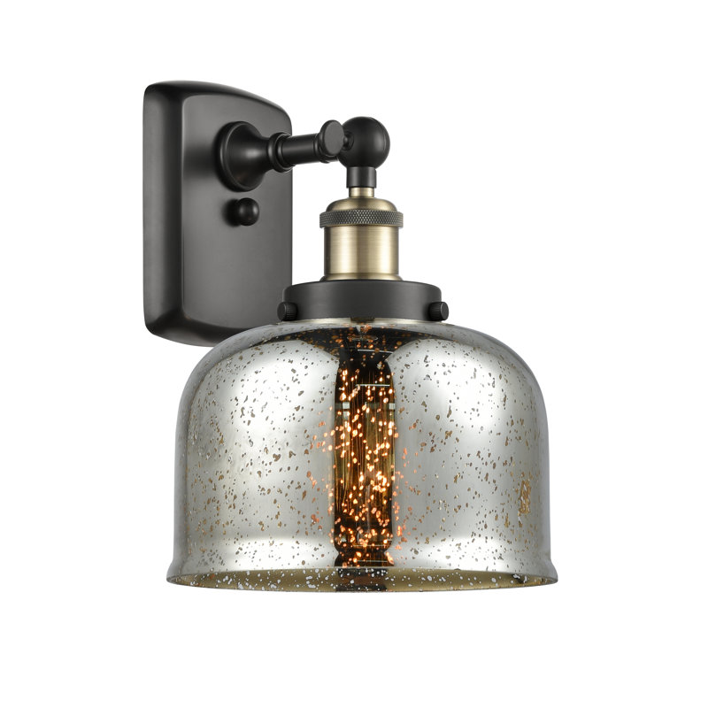 Applique murale 1 lumière 8 po Ballston Urban Bell, Tourbillon déco transparent, Laiton antique noir, Incandescent
