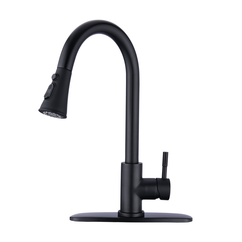Robinet d'évier de cuisine extractible, Noir mat