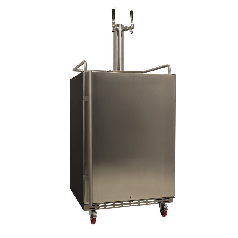 EdgeStar 6.62 Cubic Feet Dual Tap Freestanding Kegerator with Door Lock and, Stainless Steel