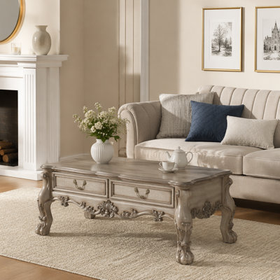 Dresden Vintage Bone White Finish Coffee Table