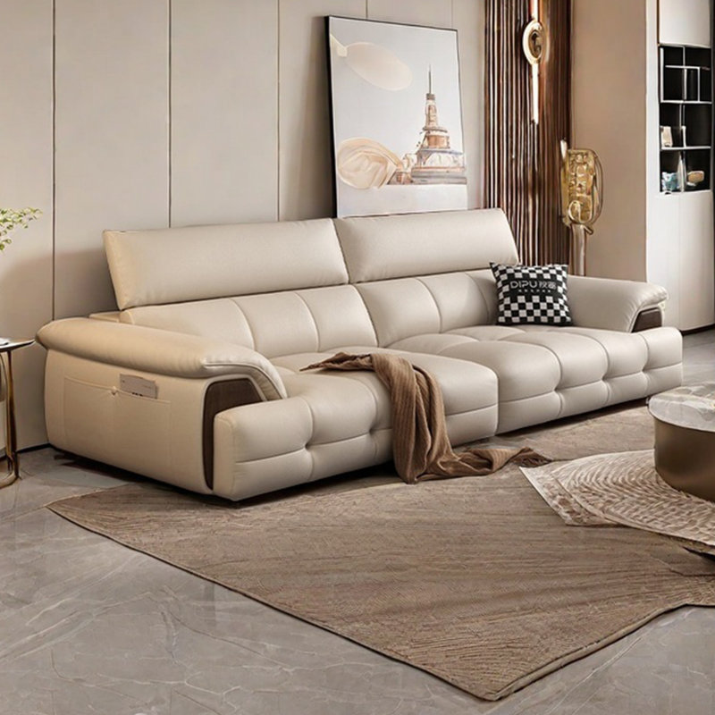 Canapé à rangée droite minimaliste léger de luxe italien, H 33,85 po x l 98,42 po x P 44,88 po
