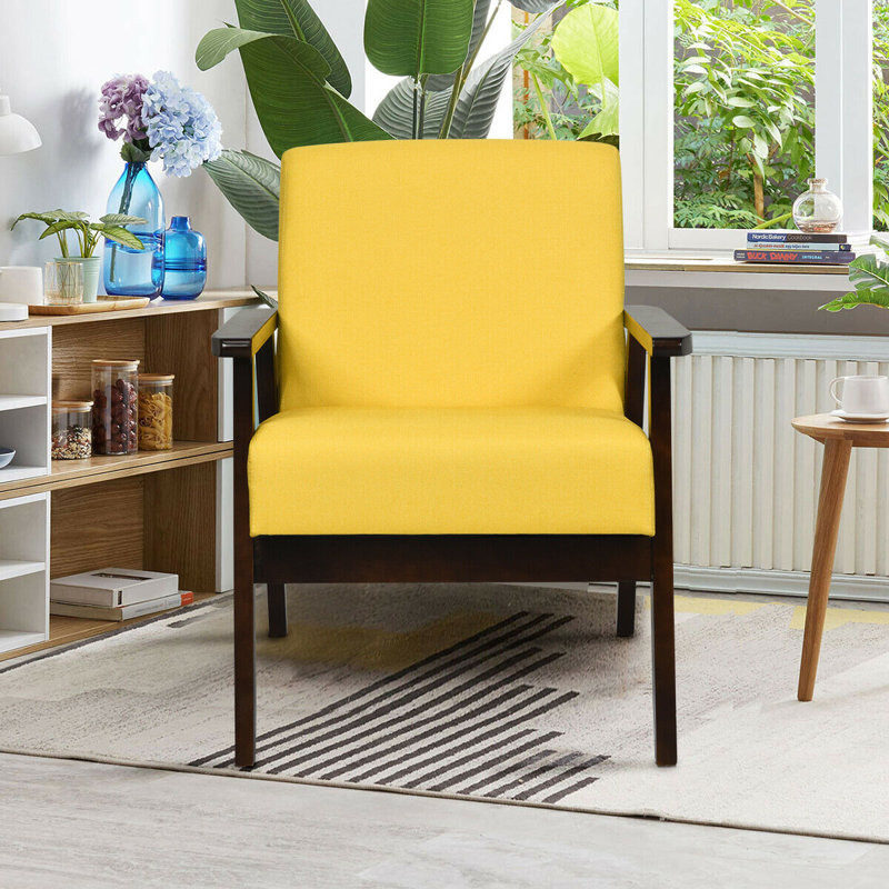 Fauteuil en lin l 23 po Janyce, Lin jaune