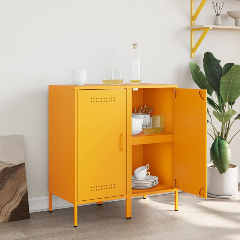 Amielle Steel Accent Cabinet, Mustard Yellow