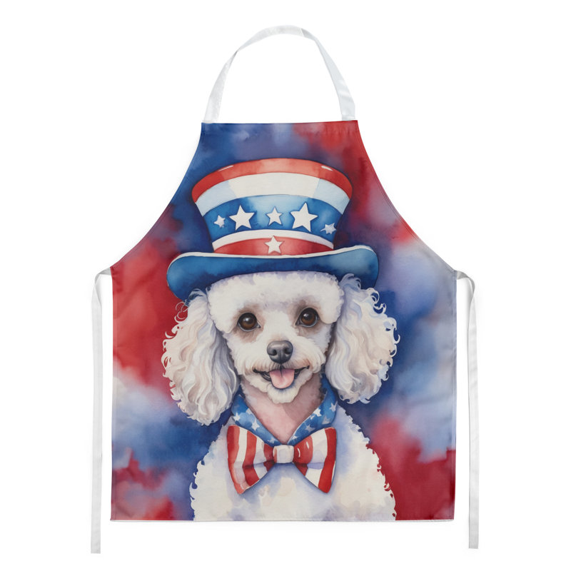 Patriotic American Apron, White Poodle