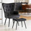 Fauteuil à oreilles et repose-pieds capitonnés-1653288145