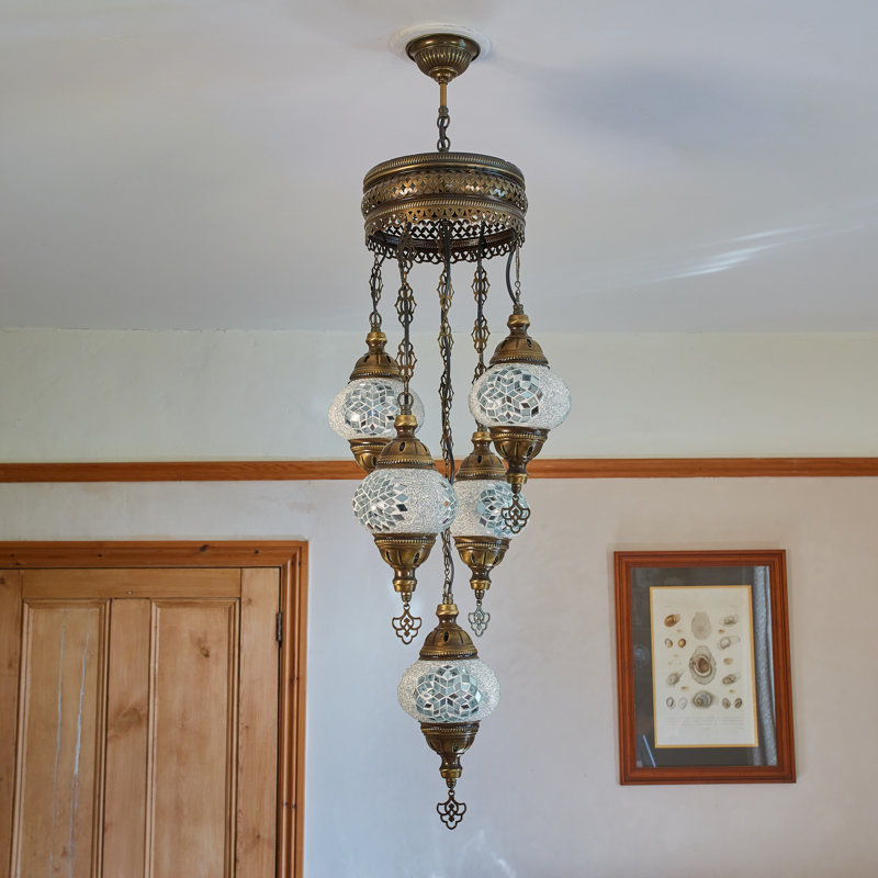 Leeton 5 - Light Antique Bronze Cluster Pendant